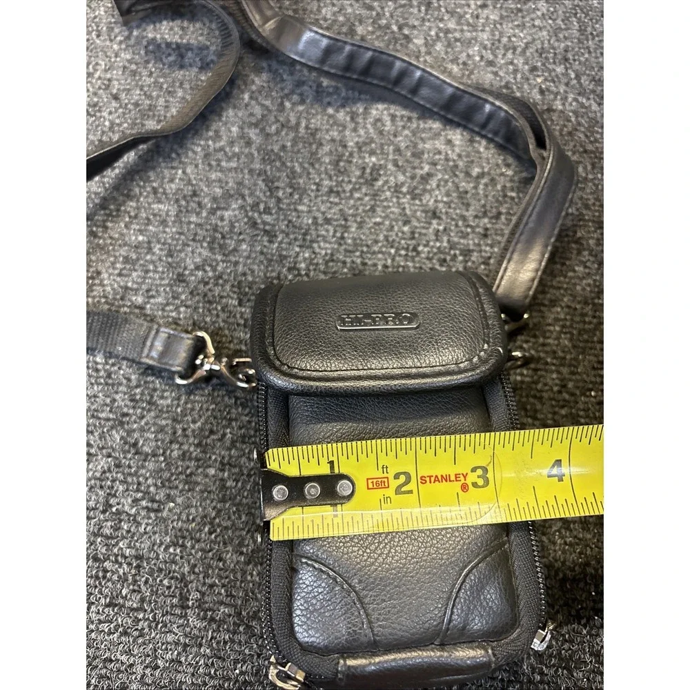 Hi-Pro~Black Padded Leather Camera Carry Bag with Shoulder Strap
